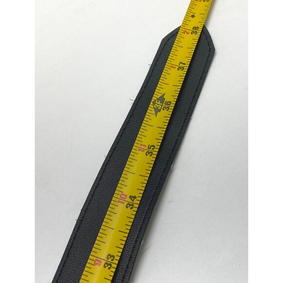 Western Style Brown Faux Leather Belt Ornate Red Enamel Silver Tone Buckle - Picture 5 of 10